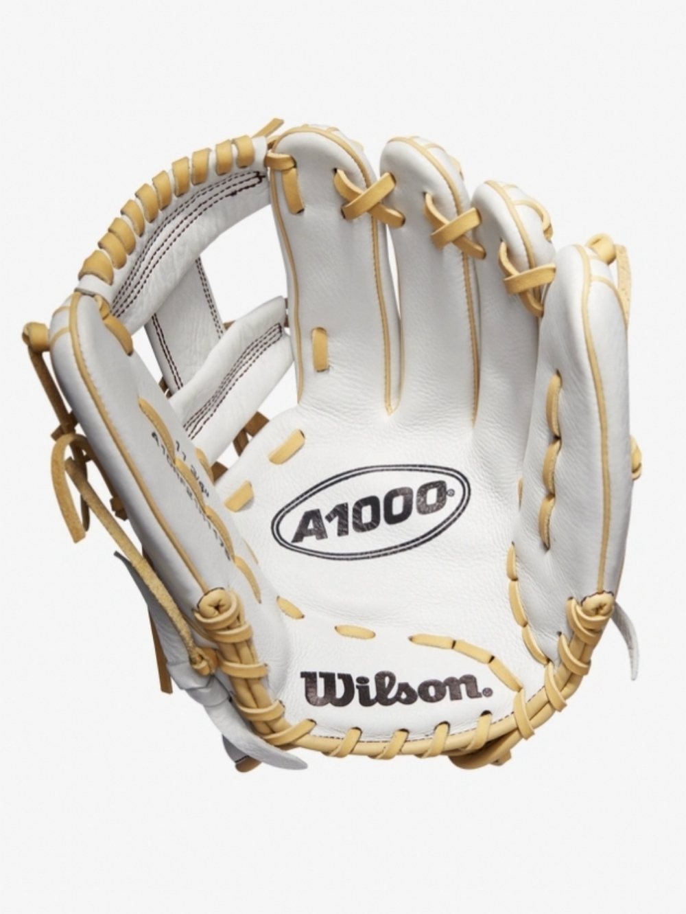 Wilson White and Cream Baseball Glove with Maroon Logo - Picture 2 of 3